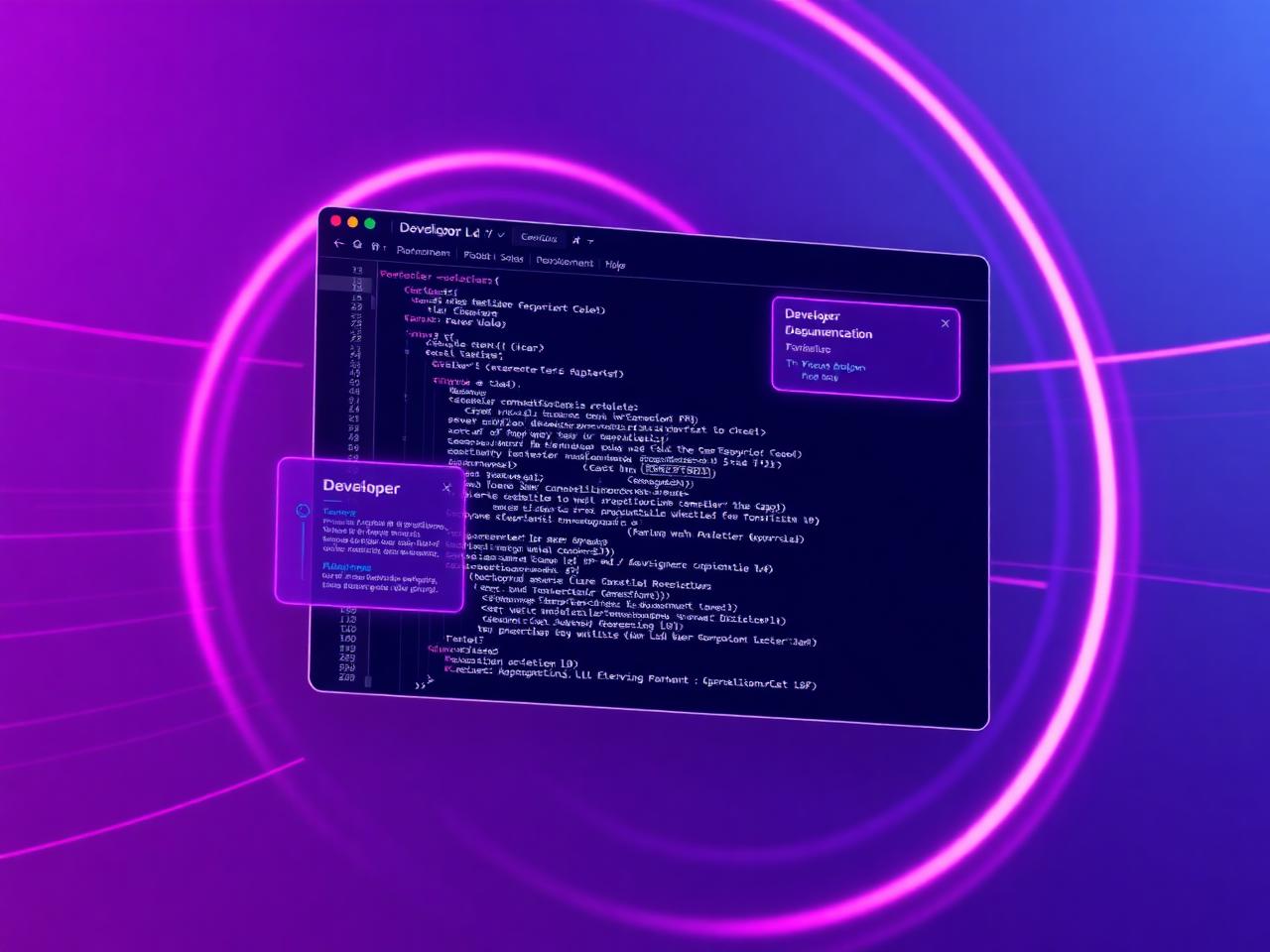 Northwind developer documentation site with violet motion streaks